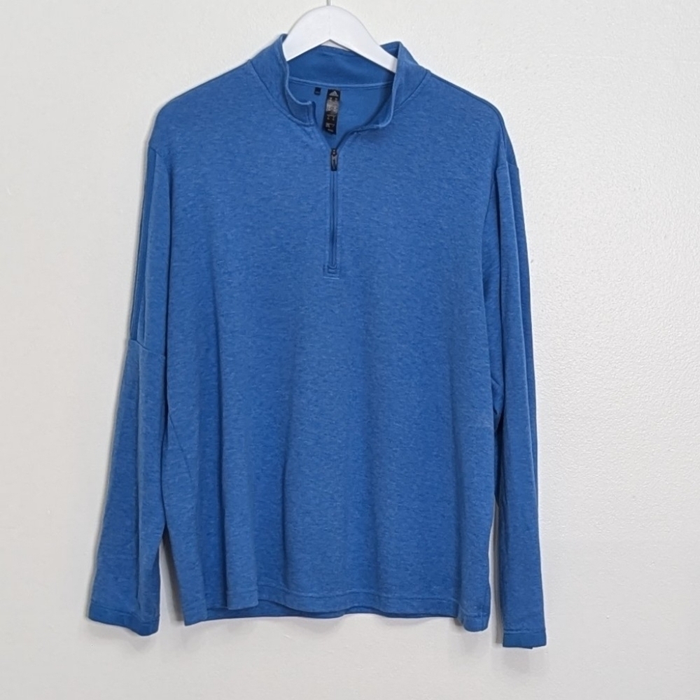 Adidas Sweatshirt Men Extra Large Quarter Zip Blue Pullover